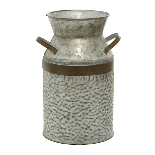 12" Gray Decorative Tin Milk Can